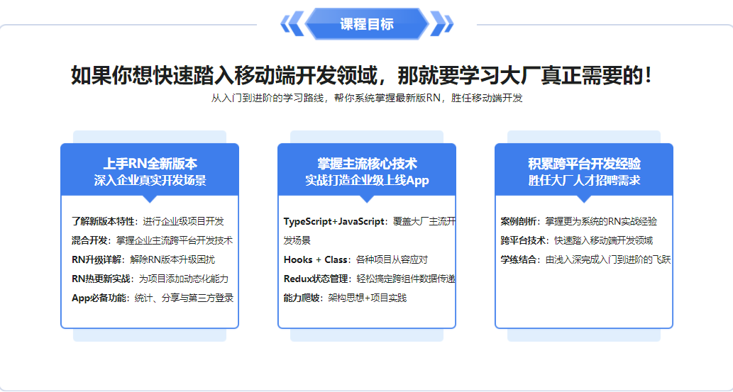 RN入门到进阶，打造高质量上线App(2022全新升级)|完结无密