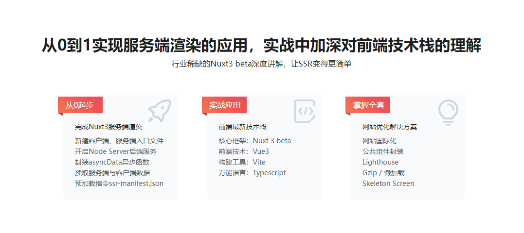Vue3+Nuxt3打造SSR网站应用，0到1实现服务端渲染无密