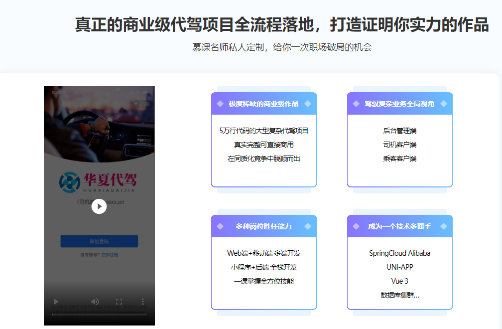 微体系-多端全栈项目实战：商业级代驾全流程落地完结无密